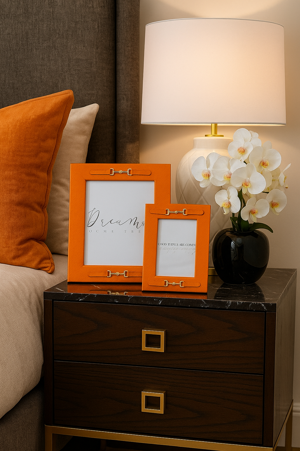 قاب عکس چرمی نارنجی