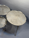 میز عسلی سه سایز طرح نیلوفر رنگ سیلور 2092